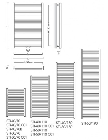 Grzejnik łazienkowy Instal Projekt Stick 400x740 STI-40/70