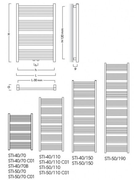 Grzejnik łazienkowy Instal Projekt Stick 400x740 STI-40/70