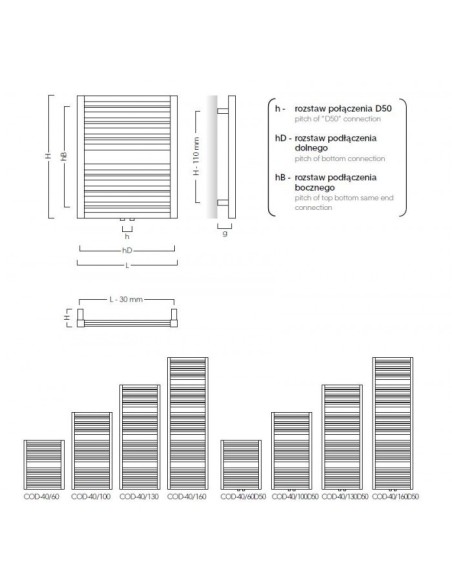 Grzejnik łazienkowy Instal Projekt Code 400x610 COD-40/60