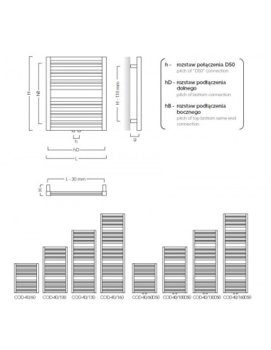 Grzejnik łazienkowy Instal Projekt Code 400x610 COD-40/60