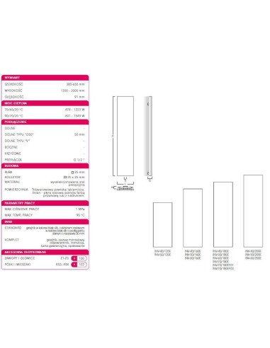 Grzejnik łazienkowy Instal Projekt Inventio 380x1200 INV-40/120E
