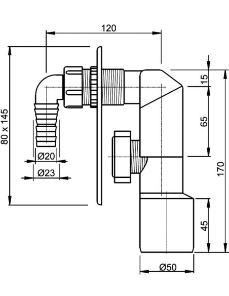 Alcaplast Syfon pralkowy podtynkowy nierdzewny APS3