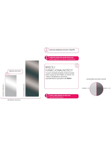 Grzejnik Instal Projekt Indivi 380x1200 IND-40/120E34L01 lustro srebrne