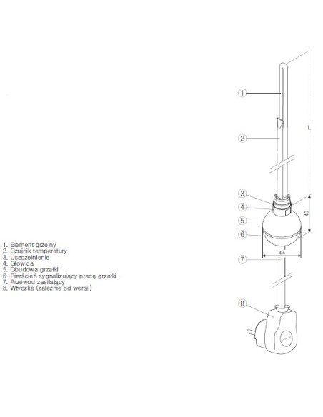 Terma Technologie Grzałka REG 2 120 W biała kabel prosty z wtyczką WER2G01B916W