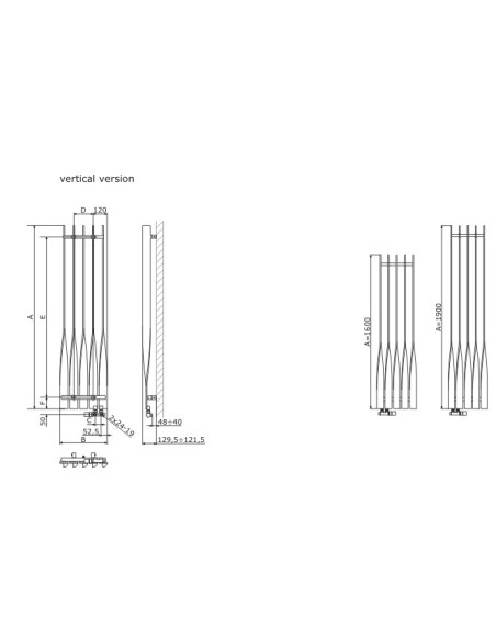 Grzejnik dekoracyjny Terma Technologie Cyklon Vertical 1600x410 biały WGCYV160041