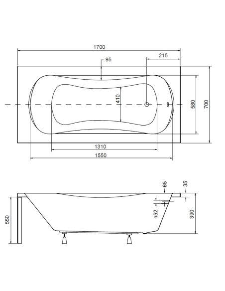 Besco Aria Rehab wanna prostokątna 170x70 