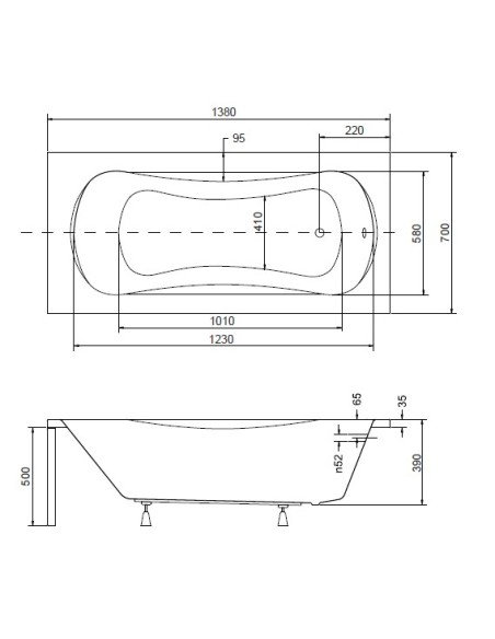 Besco Aria Plus wanna prostokątna z uchwytami 140x70 