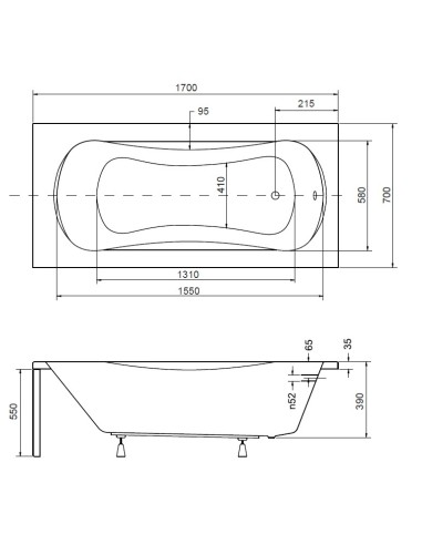 Besco Aria Plus wanna prostokątna z uchwytami 170x70 