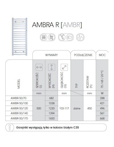 Grzejnik łazienkowy Instal Projekt Ambra R 500x682 AMBR-50.70