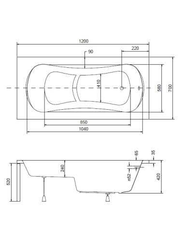 Besco Aria Rehab wanna prostokątna z siedziskiem 120x70 