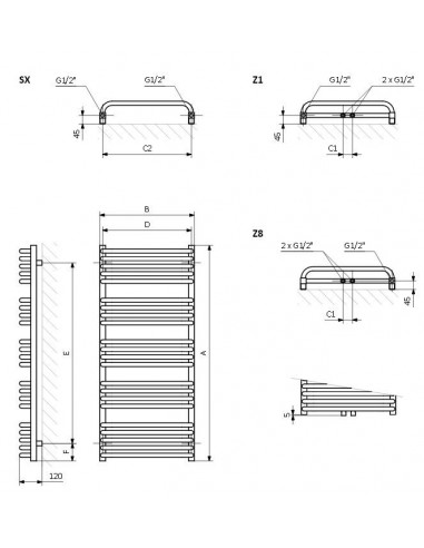 Terma Technologie Grzejnik łazienkowy ALEX 540x400 biały WGALE054040