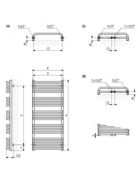 Terma Technologie Grzejnik łazienkowy ALEX 540x400 biały WGALE054040