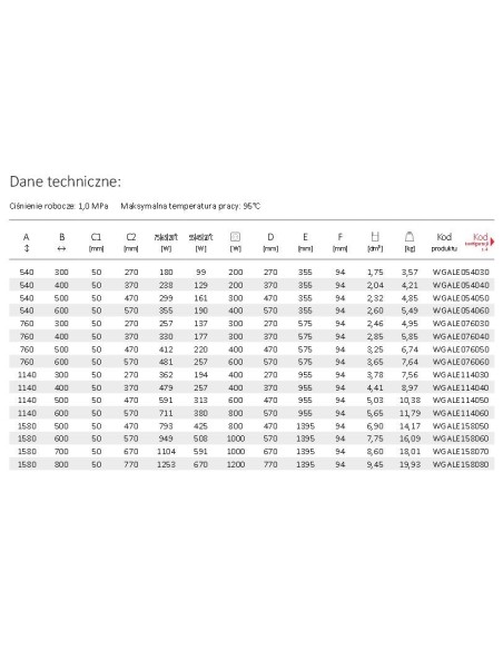Terma Technologie Grzejnik łazienkowy ALEX 540x600 biały