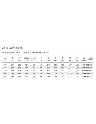 Terma Technologie Easy 1280x200 biały grzejnik WGEAS128020