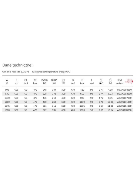 Terma Technologie Grzejnik łazienkowy ZIGZAG 1545x500 biały WGZIG154550