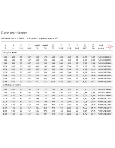 Terma Technologie Grzejnik łazienkowy DEXTER 860x600 biały WGDEX086060