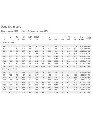 Terma Technologie Grzejnik łazienkowy DEXTER 1760x500 biały WGDEX176050