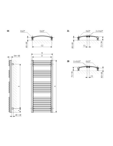 Terma Technologie Grzejnik łazienkowy DEXTER 1760x600 biały WGDEX176060