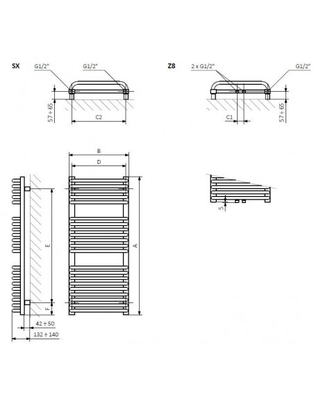 Grzejnik łazienkowy TYTUS 820x440 biały WGTYT082044