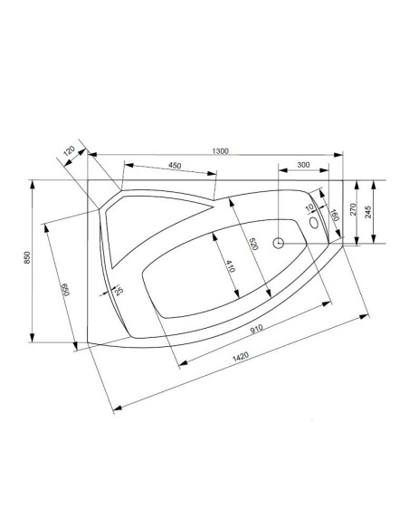 Wanna asymetryczna Besco Rima 130x85
