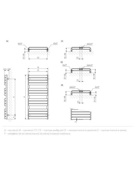 Grzejnik łazienkowy Terma WARP T BOLD 655x500 biały WGWTB065050