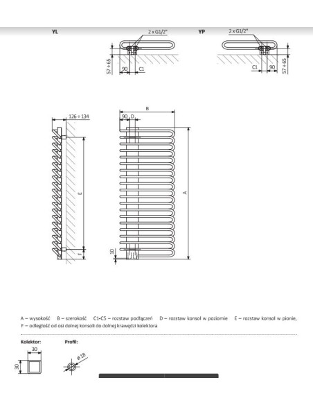 Grzejnik łazienkowy Terma WARP T BOLD 1110x600 biały WGWTB111060