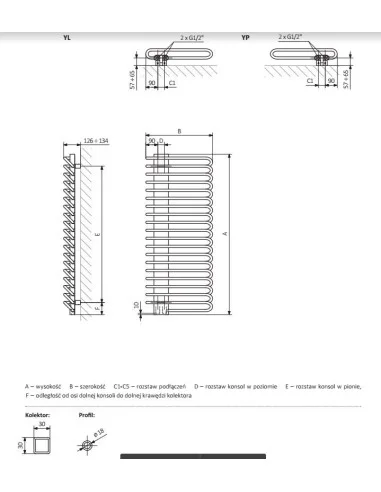 Grzejnik łazienkowy Terma WARP T BOLD 1110x600 biały WGWTB111060