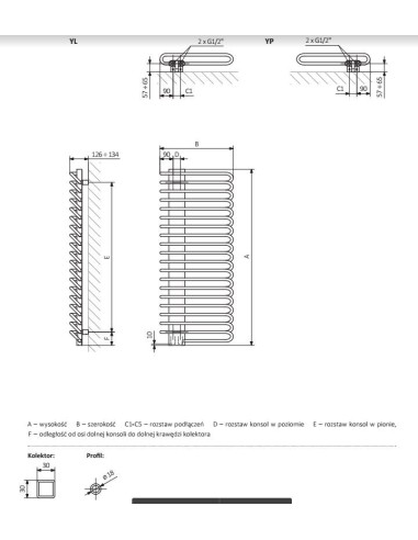 Grzejnik łazienkowy Terma WARP T BOLD 1110x600 biały WGWTB111060