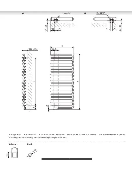 Grzejnik łazienkowy Terma WARP T BOLD 1110x600 biały WGWTB111060