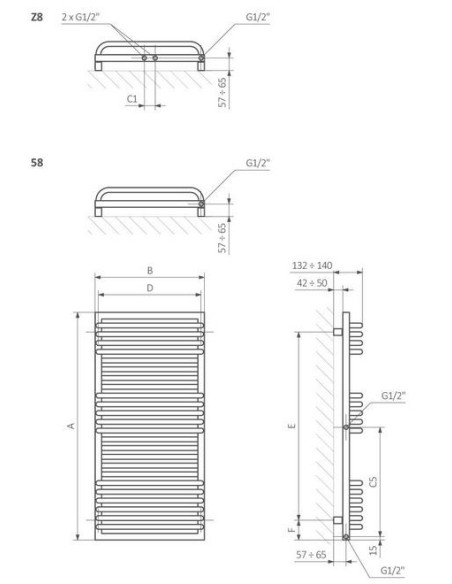 Terma terchnologie POC 2 grzejnik łazienkowy 600x450 WGZUL 060045 