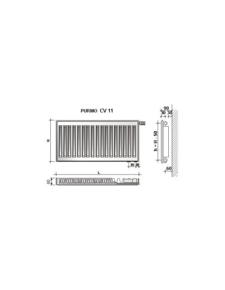 Grzejnik płytowy Purmo Ventil Compact CV11 300 x 400 F07110304010300