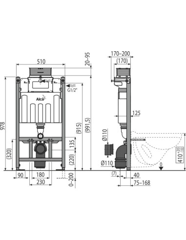 Alcaplast Sádromodul - Podtynkowy system instalacyjny do suchej zabudowy K-G z kontrolą górną lub przednią  AM118/1000