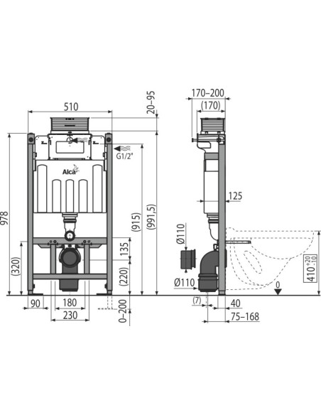 Alcaplast Sádromodul - Podtynkowy system instalacyjny do suchej zabudowy K-G z kontrolą górną lub przednią  AM118/1000