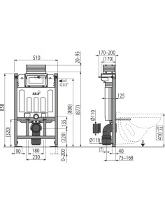 Alcaplast Sádromodul - Podtynkowy system instalacyjny do suchej zabudowy K-G z kontrolą górną lub przednią  AM118/1000 2