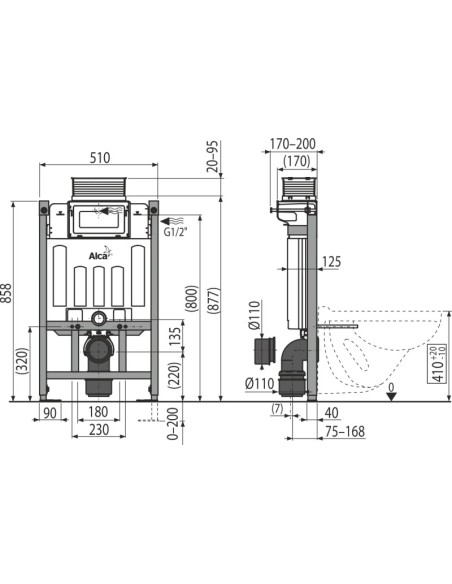 Alcaplast Sádromodul - Podtynkowy system instalacyjny do suchej zabudowy K-G z kontrolą górną lub przednią  AM118/850