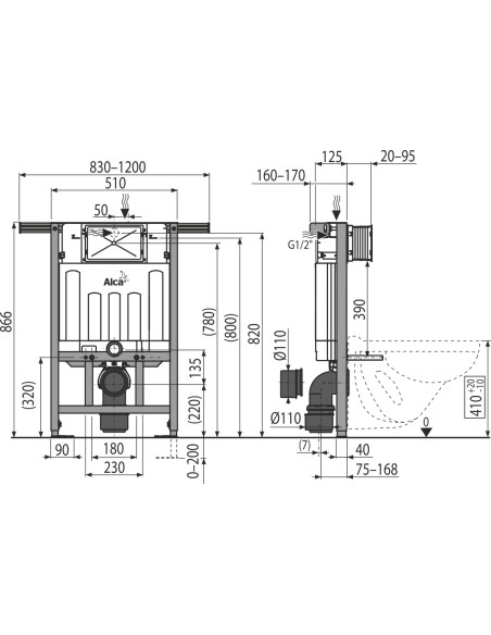 Alcaplast Jádromodul - Podtynkowy system instalacyjny do suchej zabudowy A102/850