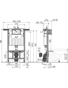 Alcaplast Jádromodul - Podtynkowy system instalacyjny do suchej zabudowy (wysokość zabudowy 1 m) AM102/1000 2