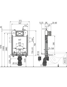 Alcaplast Renovmodul Slim - Podtynkowy system instalacyjny do zabudowy ciężkiej (wysokość zabudowy 1 m) A1115/1000 2