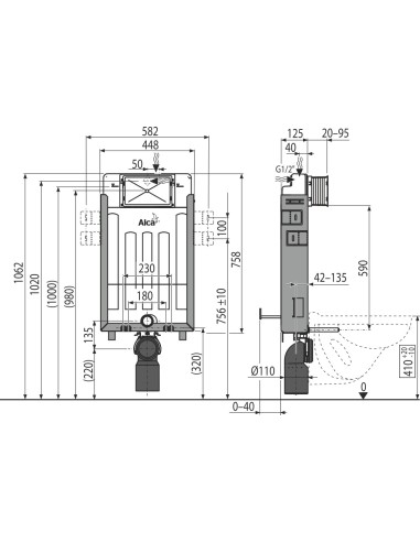 Alcaplast Renovmodul - Podtynkowy system instalacyjny do zabudowy ciężkiej AM115/1000