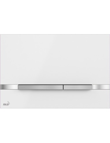 Przycisk sterujący do systemów podtynkowych Alcaplast Flat STRIPE-WHITE (stal nierdzewna-biały połysk)