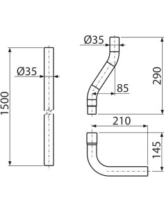 Alcaplast Komplet rur do górnopłuka DN35 A950 2