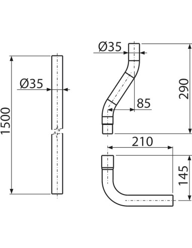 Alcaplast Komplet rur do górnopłuka DN35 A950