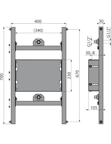 Alcaplast Rama montażowa do baterii podtynkowej w konstrukcjach gipsowo-kartonowych A117PB