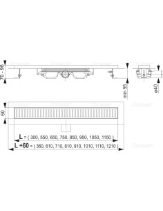 ALCAPLAST Odpływ podłogowy z obramowaniem do pełnego rusztu APZ101 550 2