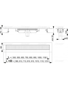 Alcaplast Odwodnienie liniowe z obramowaniem dla rusztu perforowanego,odpływ pionowy APZ1101 Low-550 2