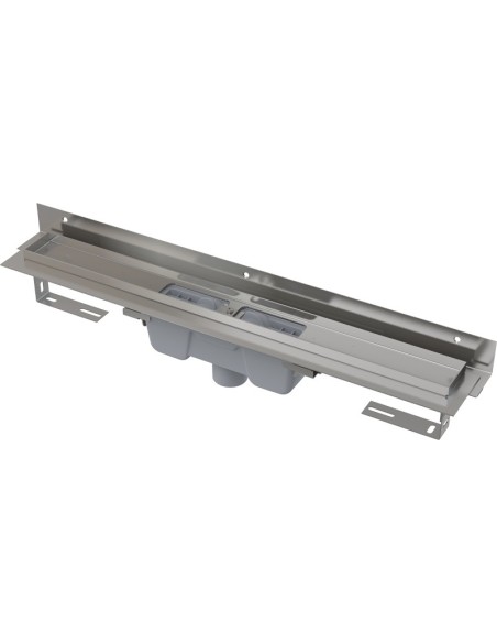 ALCAPLAST Odpływ podłogowy z obramowaniem do perforowanego rusztu i nastawnym kołnierzem do ściany Flexible Low APZ104-750