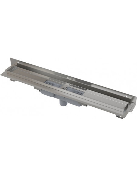 ALCAPLAST Odpływ podłogowy z obramowaniem do rusztu i nastawnym kołnierzem do ściany, odpływ pionowy Flexible APZ1004-950