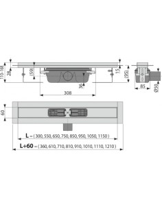 ALCAPLAST Professional Odpływ podłogowy z obramowaniem do pełnego rusztu APZ6-300 2