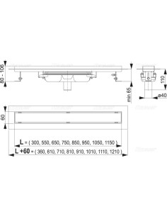 Alcaplast Professional Low - Odpływ podłogowy z obramowaniem do rusztu pełnego, odpływ pionowy APZ1106-300 2