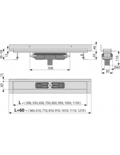 Alcaplast Wall - Odpływ podłogowy do rusztu pełnego z kołnierzem przymocowanym do ściany, odpływ pionowy APZ1016-550 2